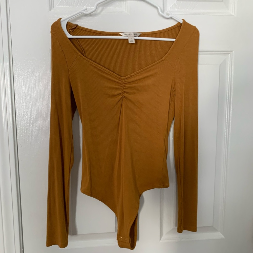 Banana Republic mustard yellow thong bodysuit